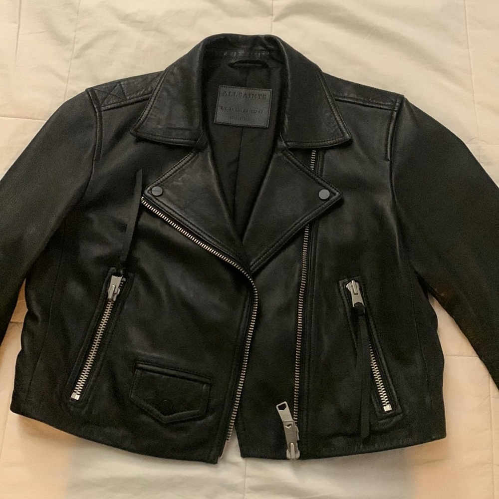 ALL SAINTS Elora cropped leather jacket